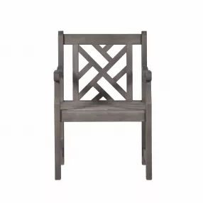 Distressed Patio Armchair With Diagonal Design