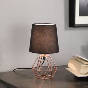 11” Geometric Black And Pink Metal Table Lamp