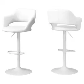 Low back bar height chair in white offering comfort and style with rectangle shape and quality materials