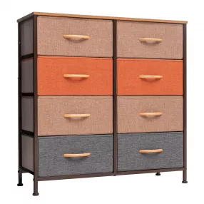 32" Brown Steel and Fabric Eight Drawer Chest