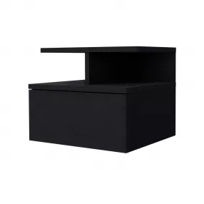 12" Black One Drawer Nightstand With Integrated Tech