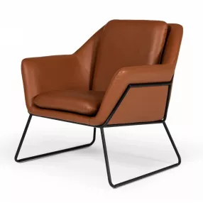 Industrial Brown Eco Leather And Black Metal Chair