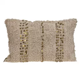 Boho woven shaggy sequin lumbar pillow with artistic pattern and throw pillow design