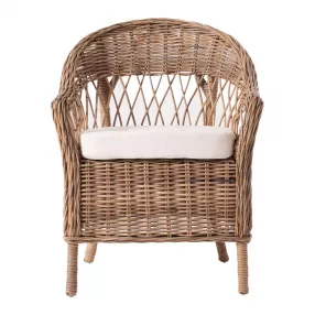Set of Two Semi Circle Back Wicker Chairs with Seat Cushion