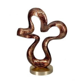 16" Brown And Gold Abstract Aluminum Sculpture