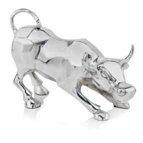 10" Silver Metal Bull Sculpture