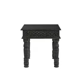 24" Black Solid Wood Square End Table