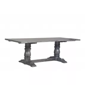 88" Light Gray and Gray Solid Wood Dining Table