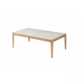43" White And Natural Glass Coffee Table