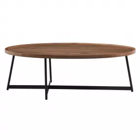 24" Brown And Black Metal Oval Coffee Table