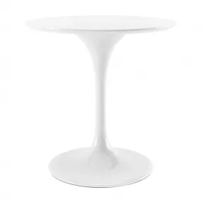 32" White Fiberglass And Metal Dining Table