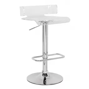 " Clear And Silver Stainless Steel Low Back Counter Height Bar Chair