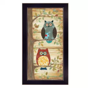 Two Wise Owls Black Framed Print Wall Art