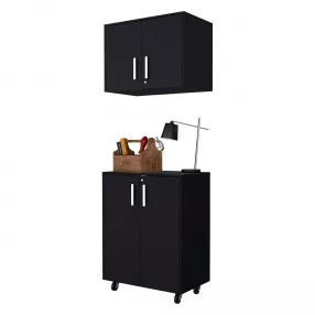 Wall mounted accent cabinet with four shelves in wood featuring handles