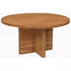 60" Natural Rounded Solid Wood Dining Table