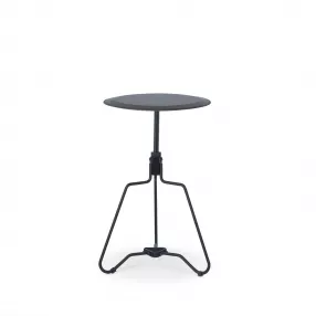 25" Sandy Black And Espresso Veneer And Metal Round End Table