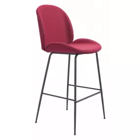 31" Red And Black Steel Low Back Bar Height Bar Chair