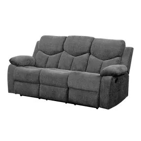 82" Gray And Black Chenille Reclining Sofa