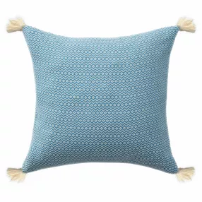18" X 18" Light Blue 100% Cotton Geometric Zippered Pillow