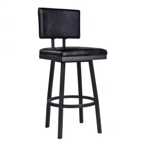 30" Black Iron Swivel Bar Height Bar Chair