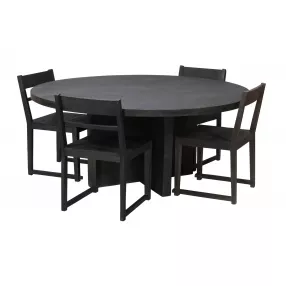 60" Dark Gray Rounded Solid Wood Dining Table