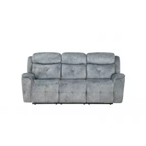 83" Gray And Black Velvet Reclining Sofa