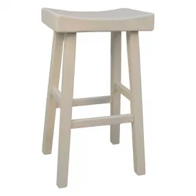 30" White Solid Wood Backless Bar Height Bar Chair