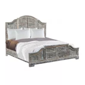 Shutter Scallop Solid Wood King White Bed