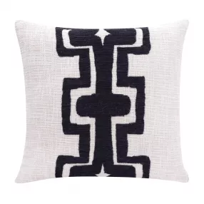 20" X 20" Black And Ivory 100% Cotton Geometric Zippered Pillow