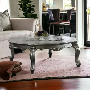 47" Antique Platinum Wood Poly Resin  Coffee Table