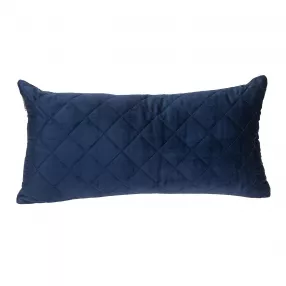 Tufted diamond navy transitional lumbar pillow with electric blue accents and throw pillow design
