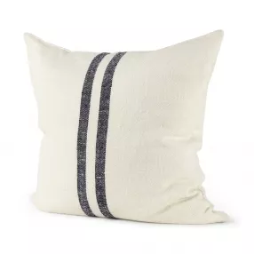 Blue stripes square accent pillow cover with beige throw pillow fashion accessory