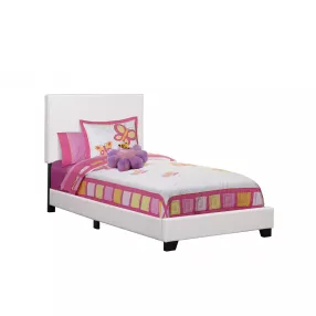 Solid Wood Twin White Upholstered Faux Leather Bed