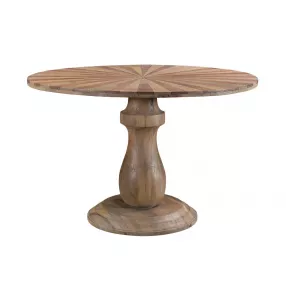 47" Brown Solid Wood Starburst Dining Table