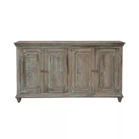 71" Green Solid and Manufactured Wood Distressed Credenza