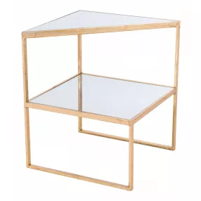 22" Gold And Clear Glass Rectangular End Table