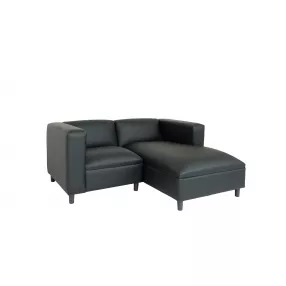 84" Black Faux Leather Sofa Chaise