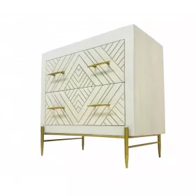 28" White Two Drawer Nightstand