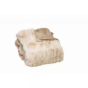 Chunky Sectioned Shades Of Beige Faux Fur Throw Blanket