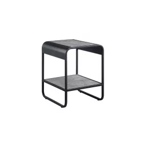 21" Black And Concrete Gray Manufactured Wood And Metal Rectangular End Table With Shelf
