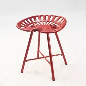 18" Red Iron Backless Bar Chair