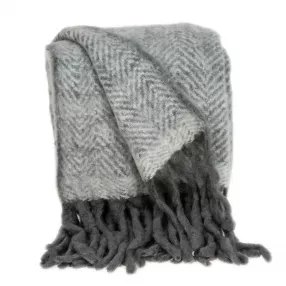 Gray Woven Acrylic Solid Color Reversable Throw