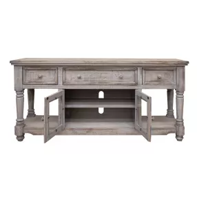 70" Desert Sand Solid Wood Open shelving Distressed TV Stand