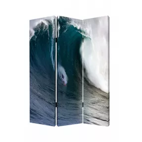 1 X 48 X 72 Multi Color Wood Canvas Wave  Screen