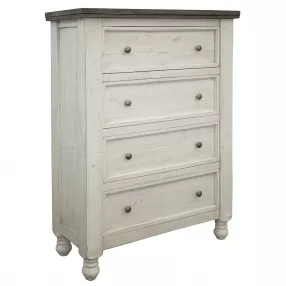 39" Gray and Ivory Solid Wood Four Drawer Chest