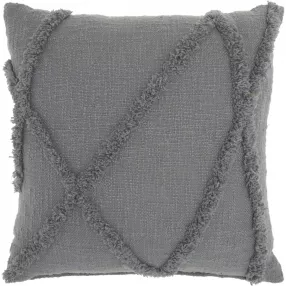 Chic gray textured lines throw pillow with a woven woolen pattern fashion accessory