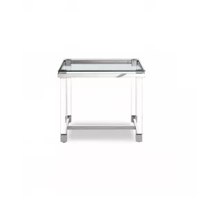 20" Silver And Clear Glass End Table