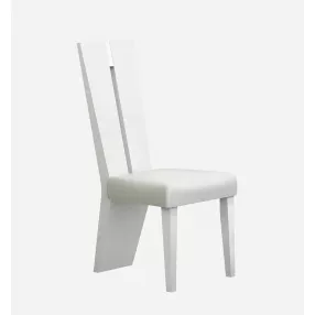 Set of Two Contemporary Sleek High Gloss White Dining Chairs