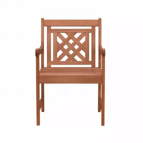 Brown Dining Armchair With Hatched Back
