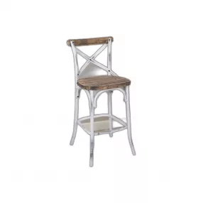 20" Brown And White Iron Bar Chair